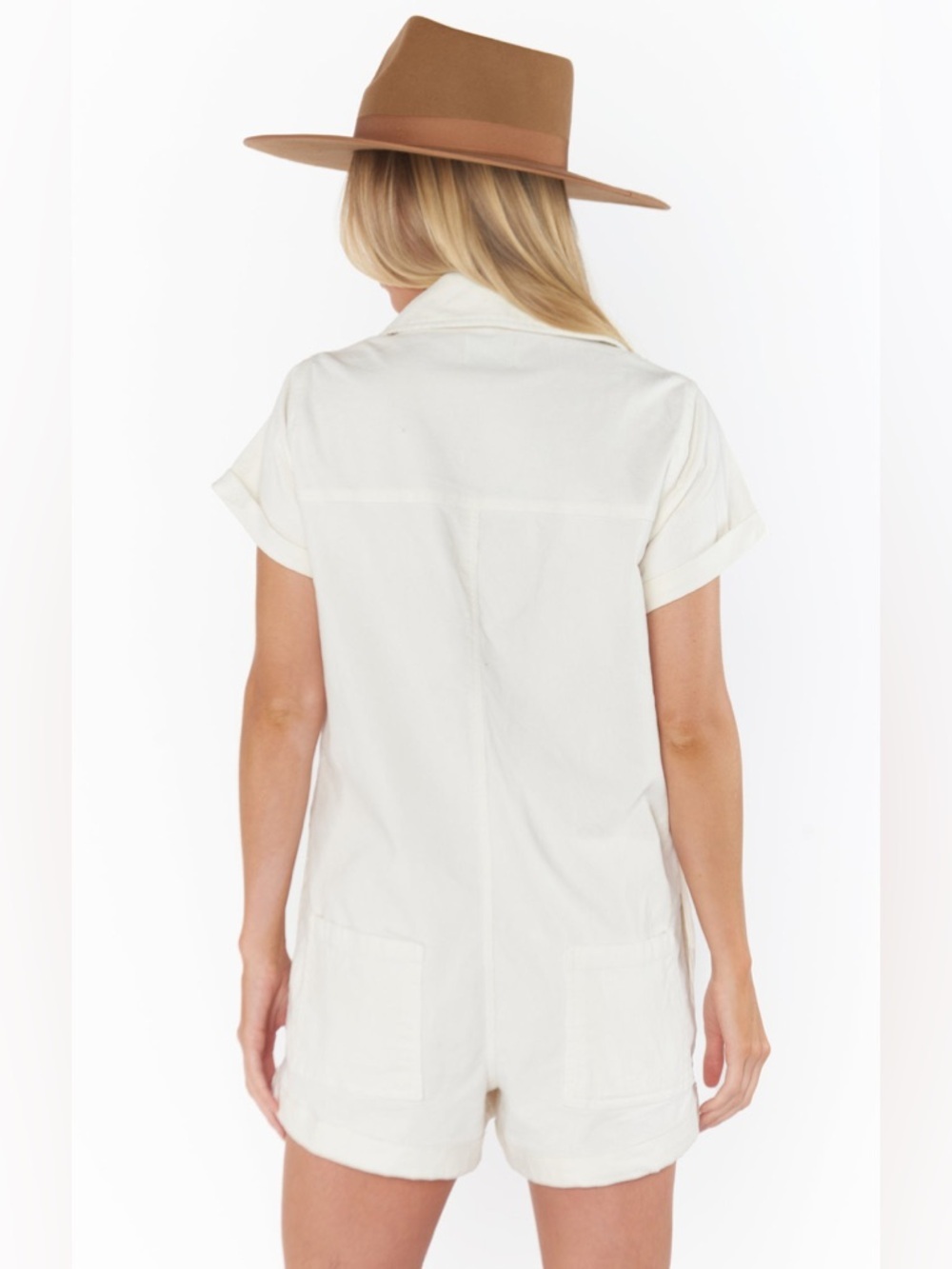 SHOW ME YOUR MUMU Range Zip Up Romper In Cream Corduroy - Picture 5 of 8